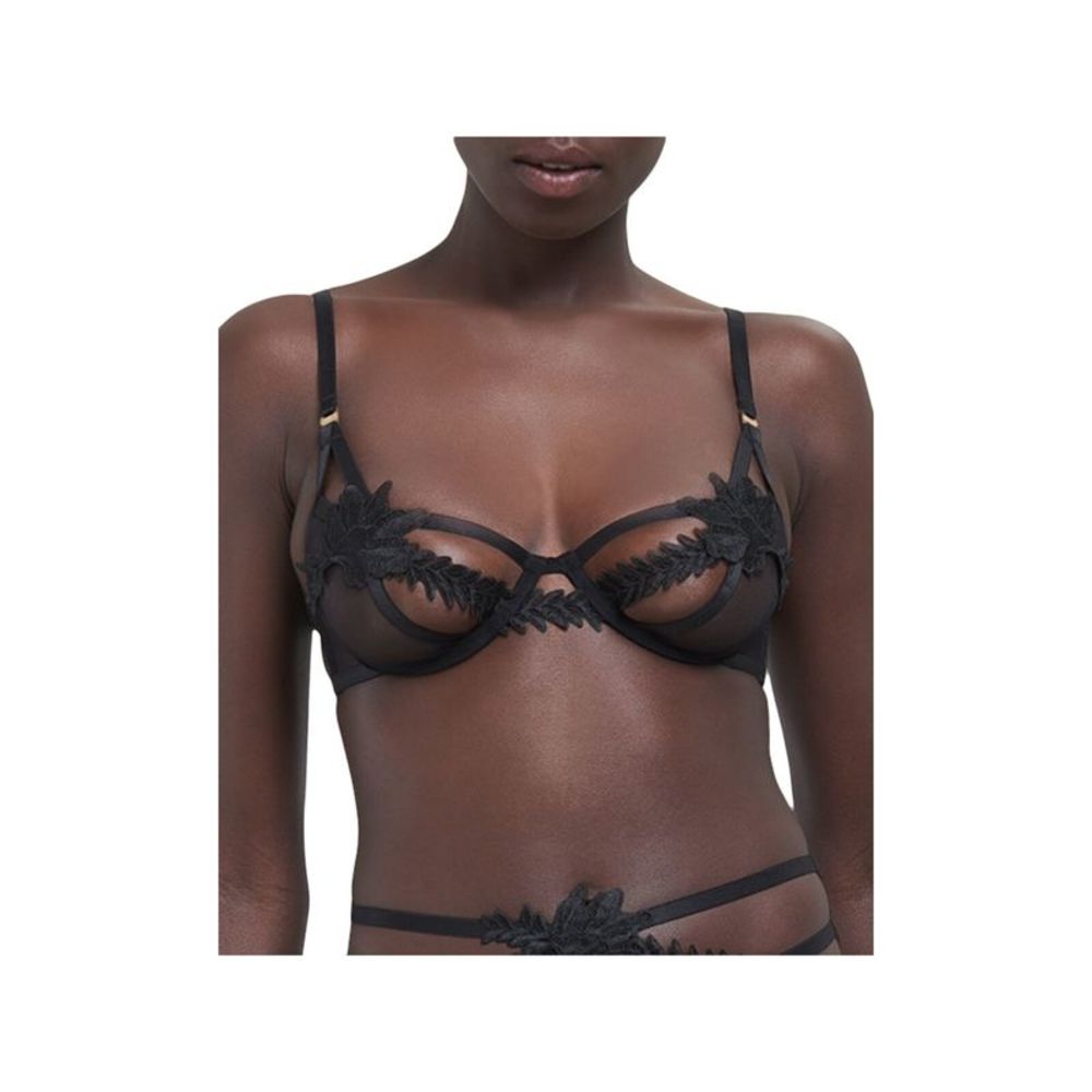 BLUE BELLA Intimates Black Embroidered Cups Underwire Bra 36C